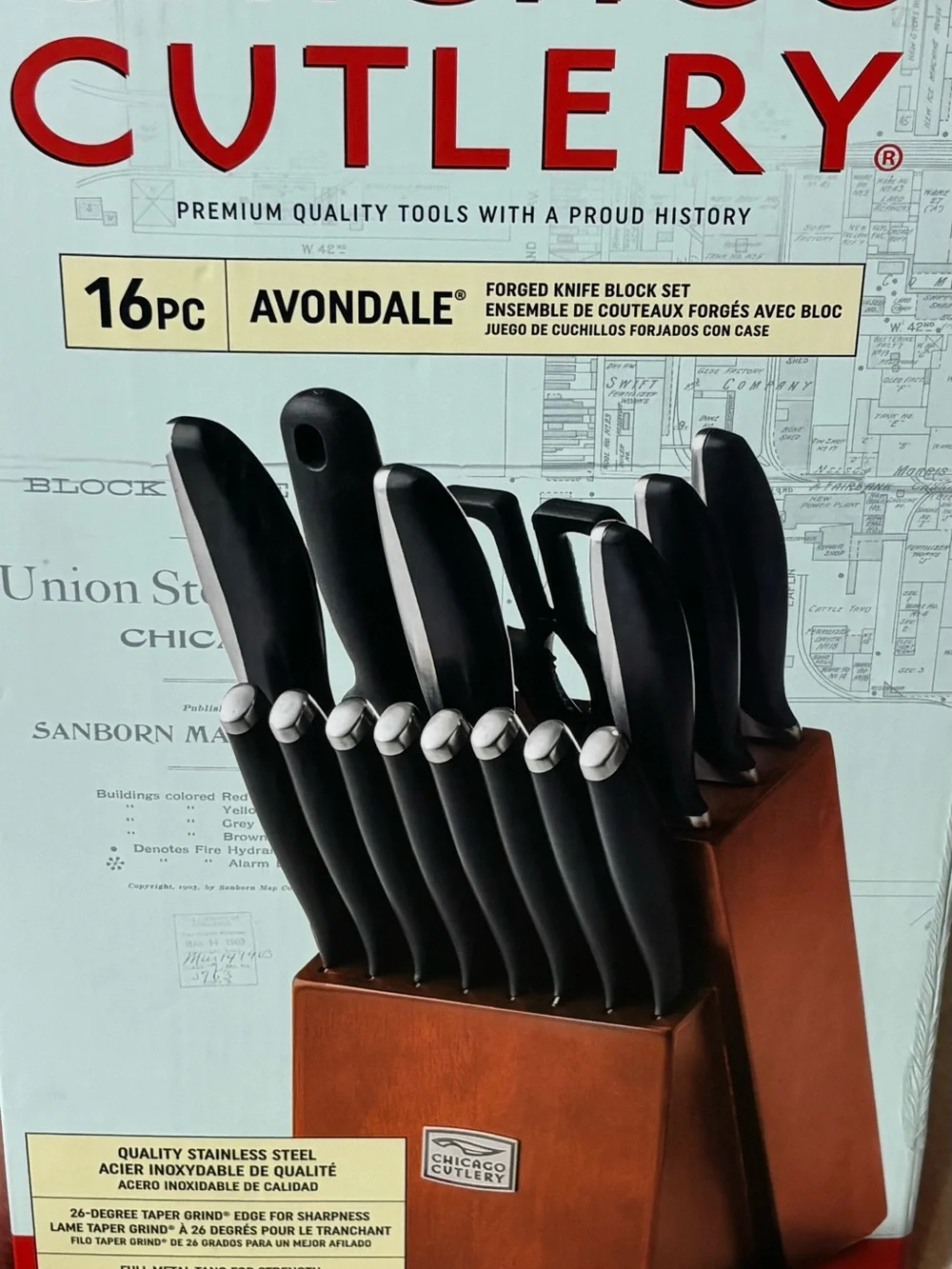Avondale 16pc Knife Block Set - Black